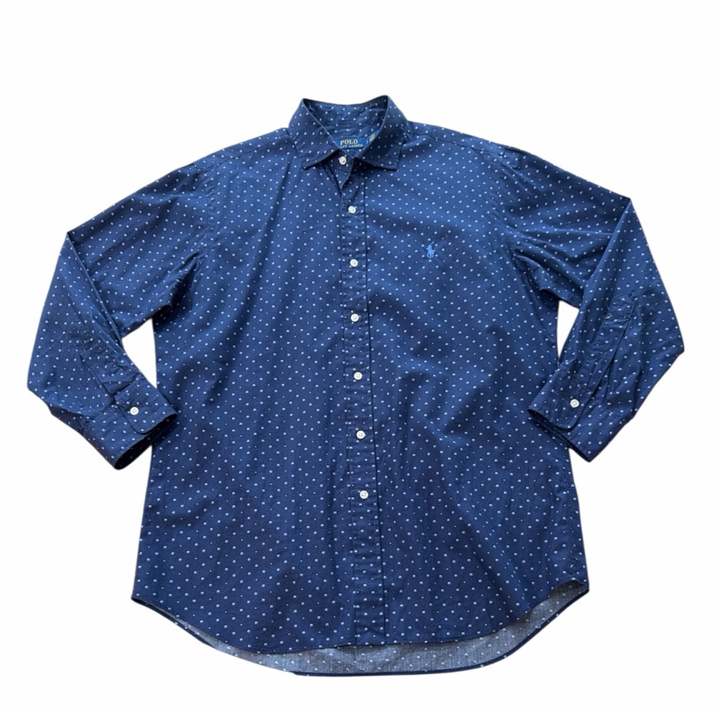 Polo Ralph Lauren Blue Patterned Button Down Long Sleeve Shirt